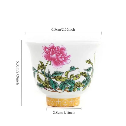 Kung Fu Tea Cup Twelve Flower Gods Set Enamel Pastel Ceramics 12 Pieces Gift Box Host’s Ceramics & Pottery Chinese Teaware Bar