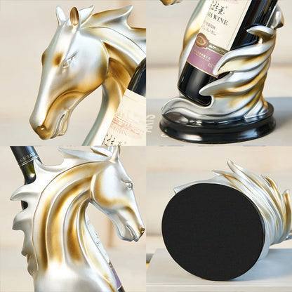 Resin Horse Head Wine Rack Light Luxury Wine Cabinet Ornaments  Exquisite Gift High Sense Home Office Wine Stand Crafts
