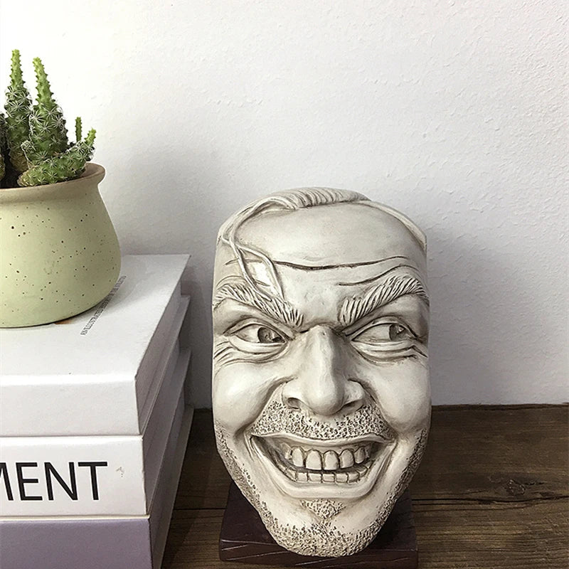 YuryFvna Resin Here's Johnny Statue Creative Bookshelf Bookend Library Funny-face Home Decoration  Resin Desktop Ornament Book