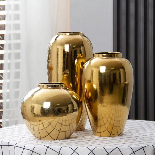 Vase en céramique léger de luxe, décoration de salon, fleur sèche, meuble TV créatif, table à manger, décoration douce pour la maison moderne