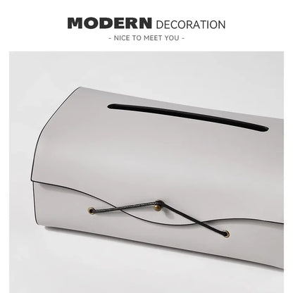 High-end Fashion PU Leather Tissue Box Holder, Rectangular Napkin Facial Tissues Holder Dispenser, Home Office Car Tissue Box