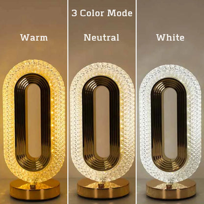 Modern Luxury Oval USB Rechargeable Crystal Table Lamp Living Room Bedroom Bedside Creative Decoration Atmosphere Night Light
