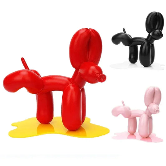Neue pinkelnde Ballon-Hundeskulptur, Kunstharz, Kunsthandwerk, Tierstatue, Heimdekoration, Bürodekoration, nordische Skulpturen und Figuren