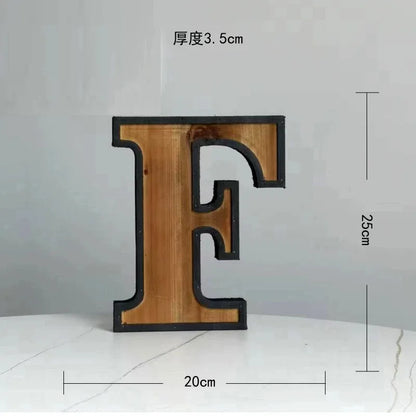 Industrial Style Uppercase English Letter Combination Distressed Solid Wood Bar Ornaments Cafe Shop Logo Decor Desktop Crafts
