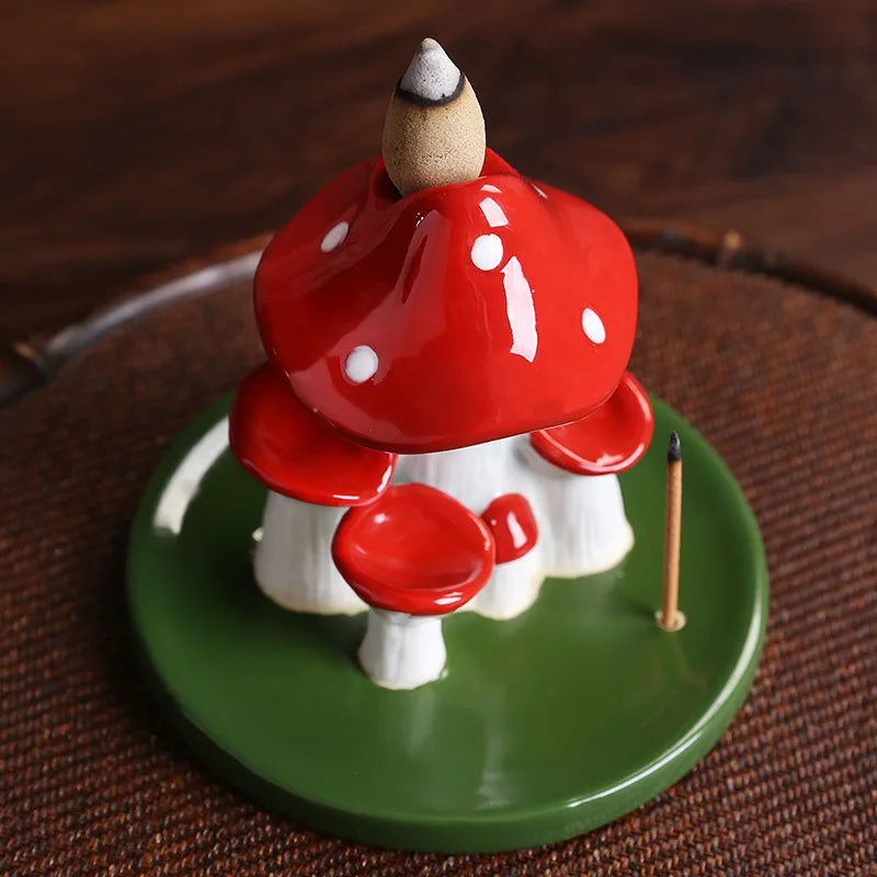 1 pièce, artisanat joli champignon cascade reflux brûleur d'encens porte-bâton d'encens encensoir décor à la maison (sans encens)