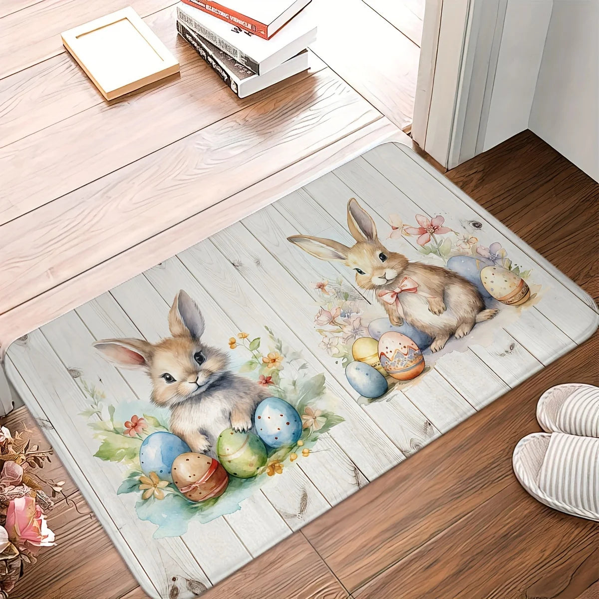 Easter Bunny Non-Slip Kitchen Floormat Living Room Front Door Entrance Doormat Bedroom Bedside Foot Mat Bath Balcony Hallway Rug