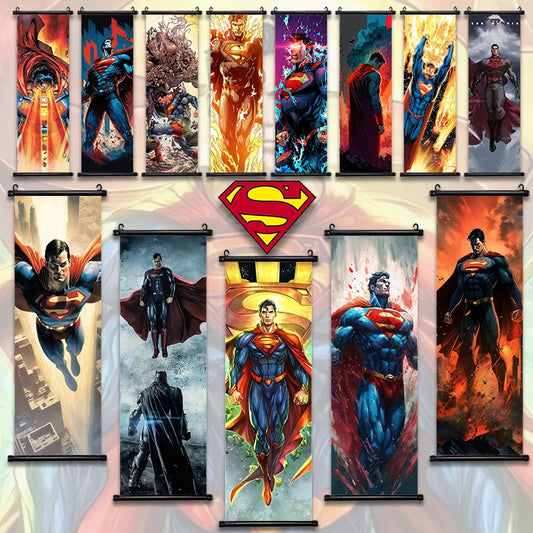 DC Superman Movie Poster Hanging Scroll Decor Bedroom Wallpaper Comic Wall Artwork Canvas Painting Print Home Decoration Art