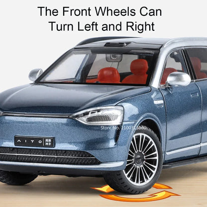 1:24 Scale SERES AITO M9 Cars Alloy Models Diecast Toy 6 Doors Opened SUV with Light Sound Vehicles Toys for Kids Festival Gifts