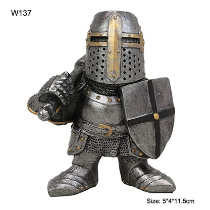 1pc Outdoor Garden Resin Statue Medieval Garden Knight Gnomes Guard Statues Sculpture for Yard Lawn Art Decor Ornaments