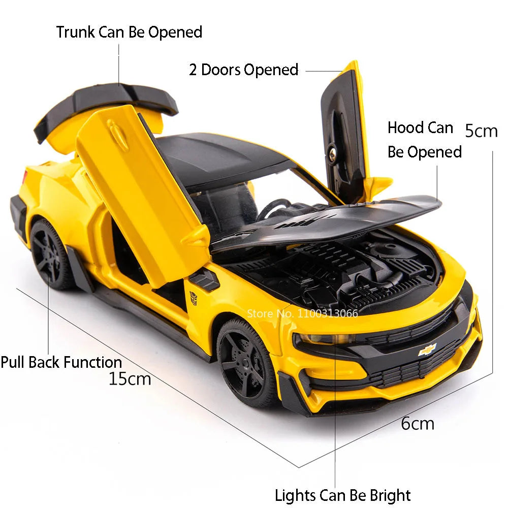 1:32 Camaro Cars Alloy Toys Diecasting Models with Sound Light Vehicles Rubber Tires Police Car for Boys Adult Festival Gifts