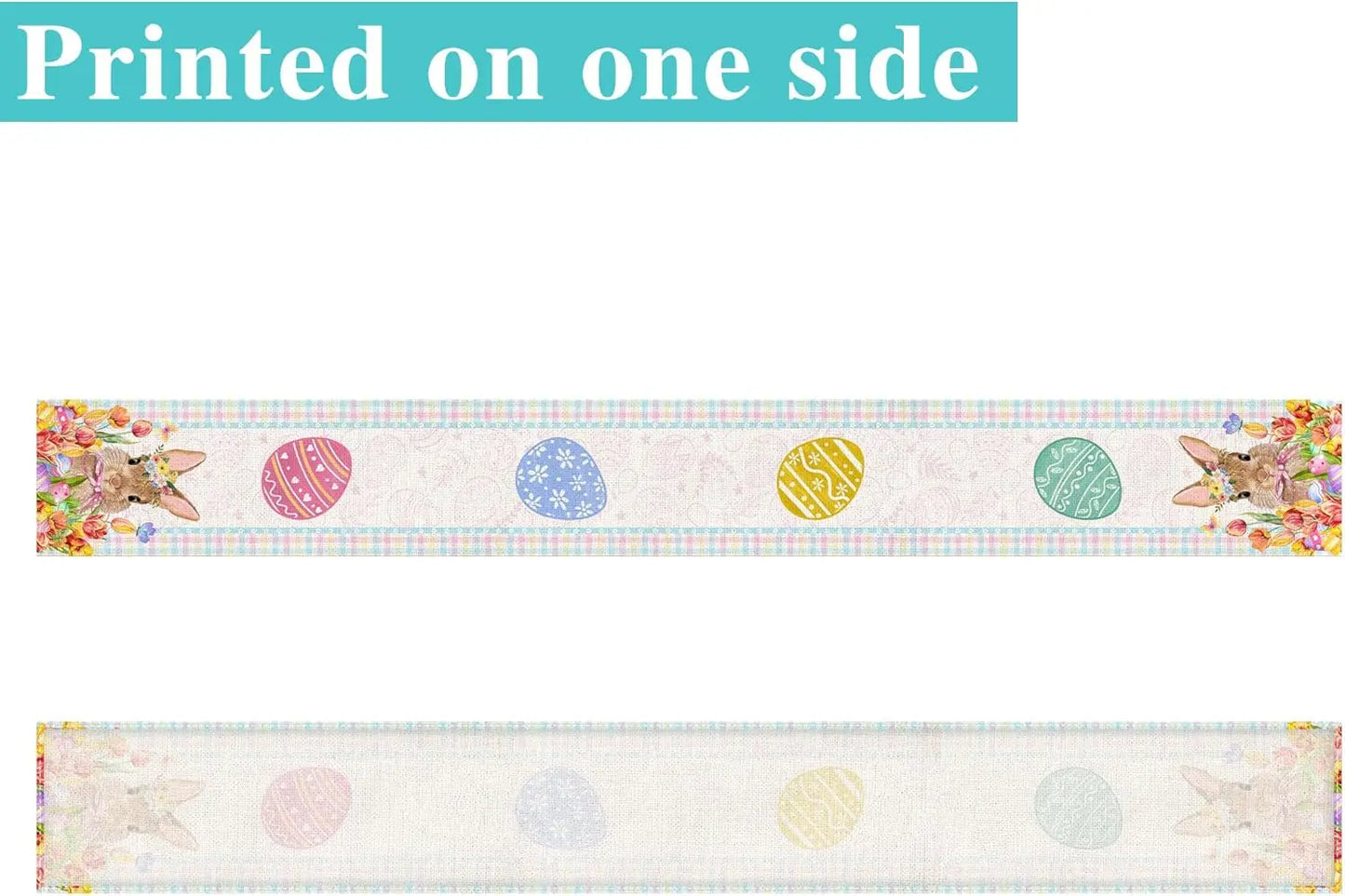 Easter Bunny Eggs Buffalo Plaid Linen Table Runner Table Decor Reusable Kitchen Dining Table Runners for Easter Home Party Decor