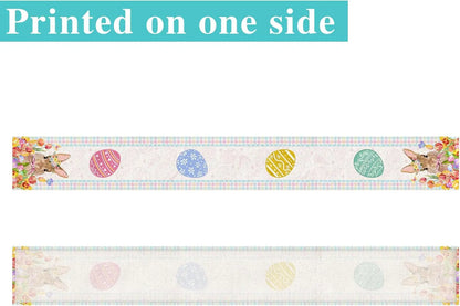 Easter Bunny Eggs Buffalo Plaid Linen Table Runner Table Decor Reusable Kitchen Dining Table Runners for Easter Home Party Decor