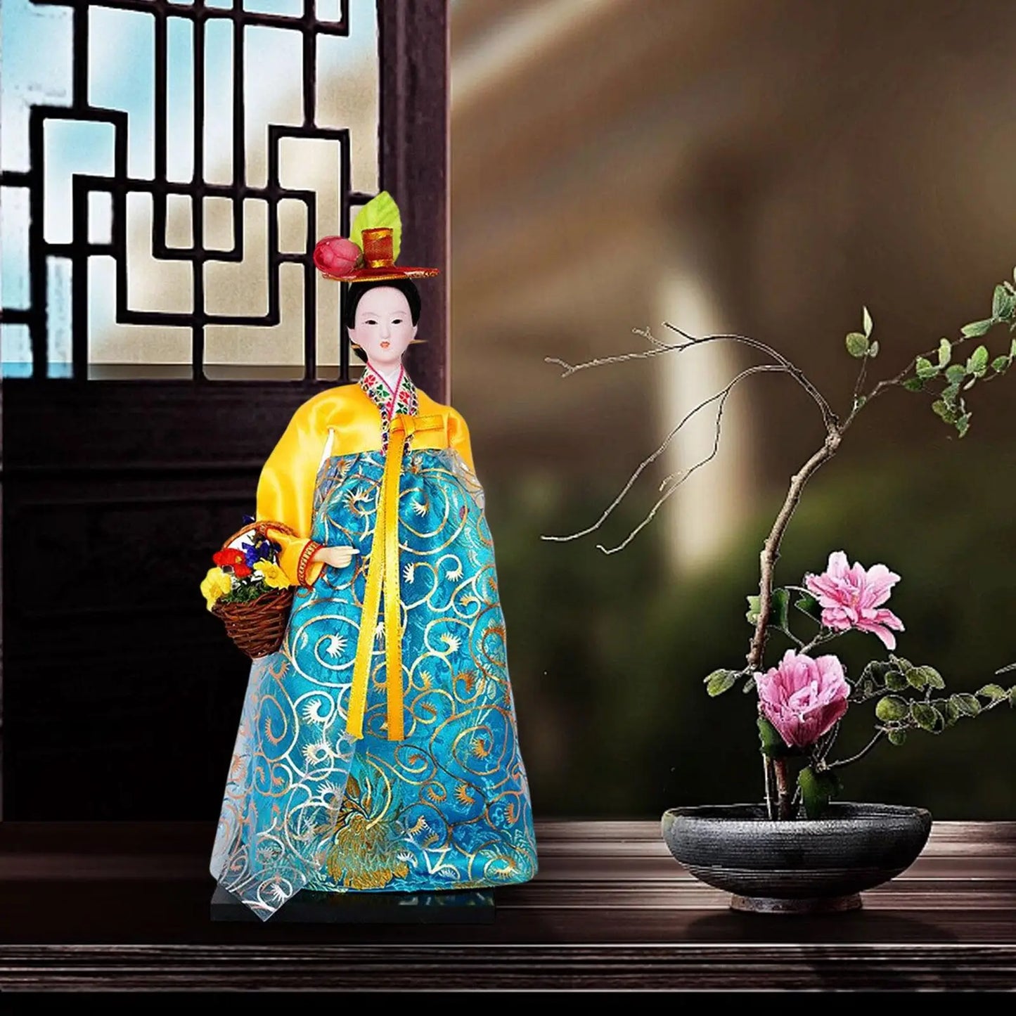 Korean Geisha Figurine,Korean Hanbok Geisha Doll,Kabuki Statue,
