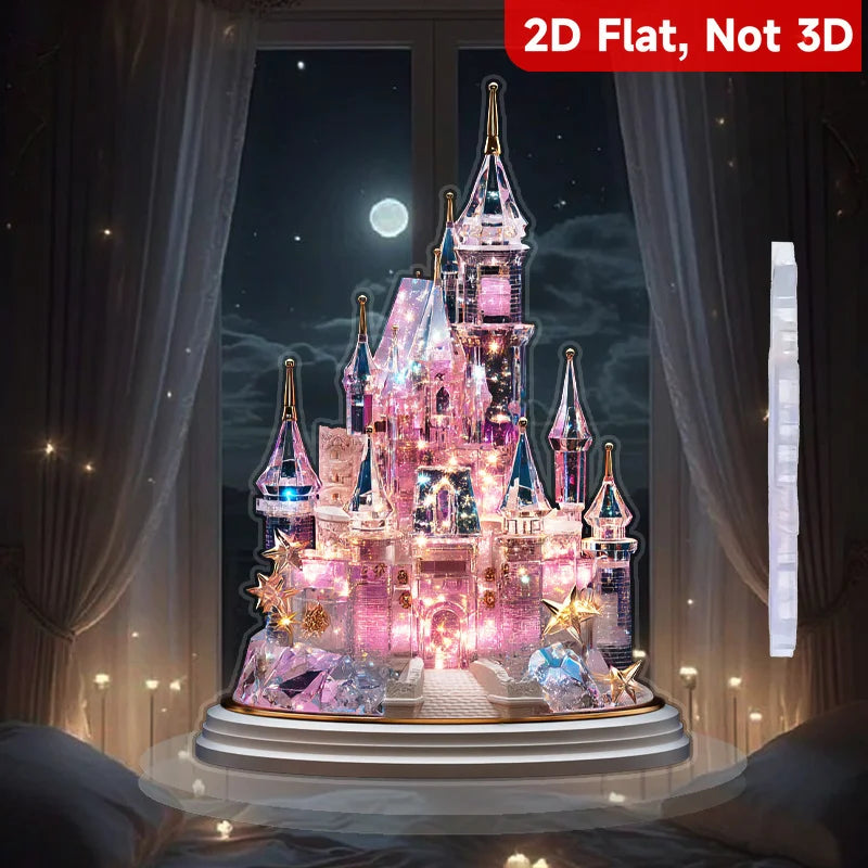 1PC Dreamy 2D Castle Desktop Decoration, Fairy Tale Style Castle Shape Home Decoration, Study, Living Room, Bedroom Decoration
