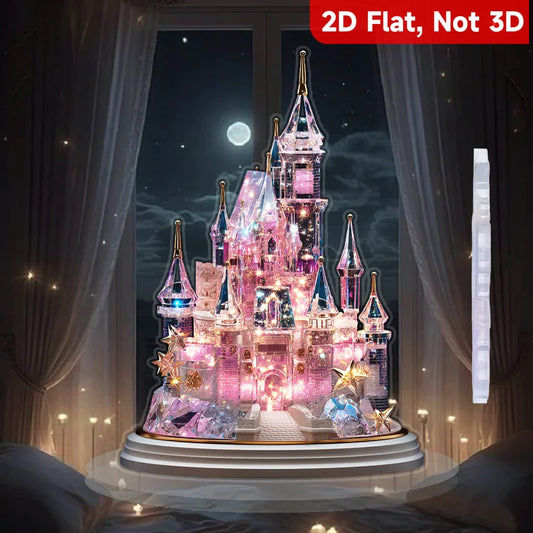 1PC Dreamy 2D Castle Desktop Decoration, Fairy Tale Style Castle Shape Home Decoration, Study, Living Room, Bedroom Decoration