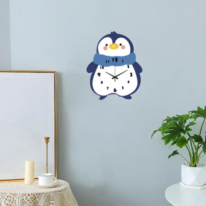 Penguin Wall Clock Hanging Clock Decoration Modern Cafe Home Decor Silent for