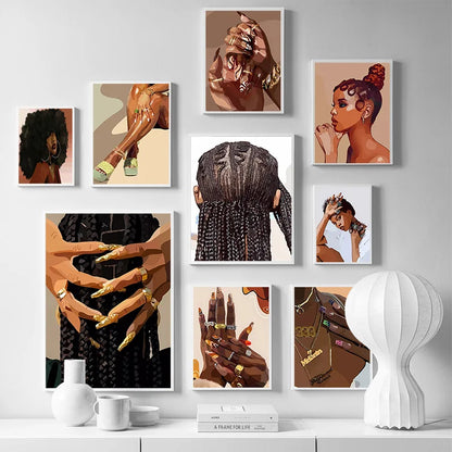 Trendy Accessories Poster Fashion Black Party Girl Art Wall Art Nail Salon Canvas Painting Home Living Room Bedroom Decoration