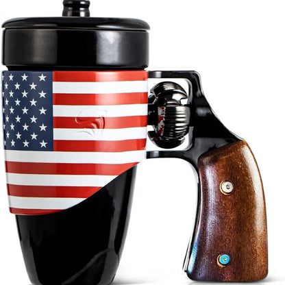 Offee Mugs for Men, Ceramic Novelty Funny Gun Cup Revolver Mugs, Birthday Gifts for Father, Black Cool Unique Coffee Mug for Men