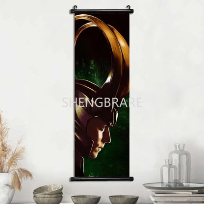 Marvel The Avengers Movie Loki Hanging Scroll Poster Artwork Home Decoration Decor Avengers Wallpaper Canvas Painting Print Gift
