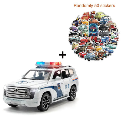 1:32 LAND CRUISER LC300 Police Cars Toys Alloy Diecast Model 6 Doors Opened with Light Music Vehicles Models Boys Birthday Gifts