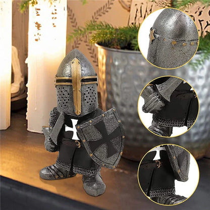 1pc Outdoor Garden Resin Statue Medieval Garden Knight Gnomes Guard Statues Sculpture for Yard Lawn Art Decor Ornaments