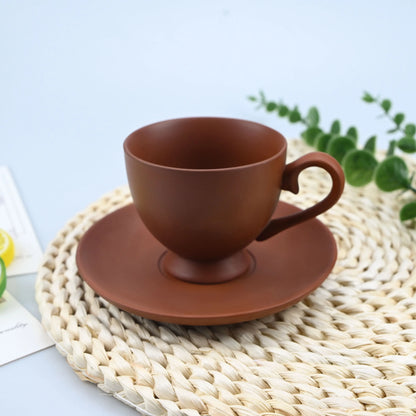 2PCS/Set High-end Coffee Cups And Saucers, High-value Ceramic Mugs, Business-style Latte Art Coffee Cups, Hand-pinched Cups
