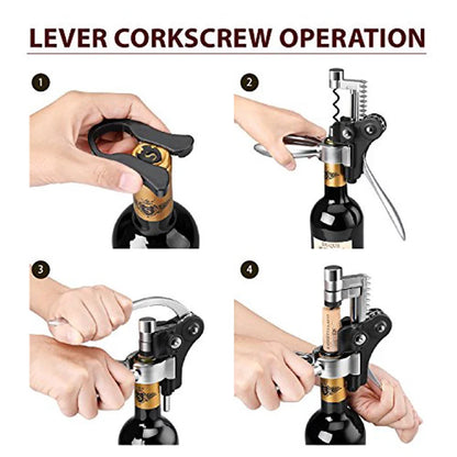 Stainless Steel Wine Opener Tools Se for Professional Bottle Opener with Wood Gift Box Pourer Stopper Foil Cutter Drip Ring Kit