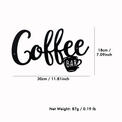 Coffee Bar Sign Metal Hanging Wall Art Plaque Black Letter Silhouette Cafe Kitchen Dining Room Decoration Bar Pub Club Poster