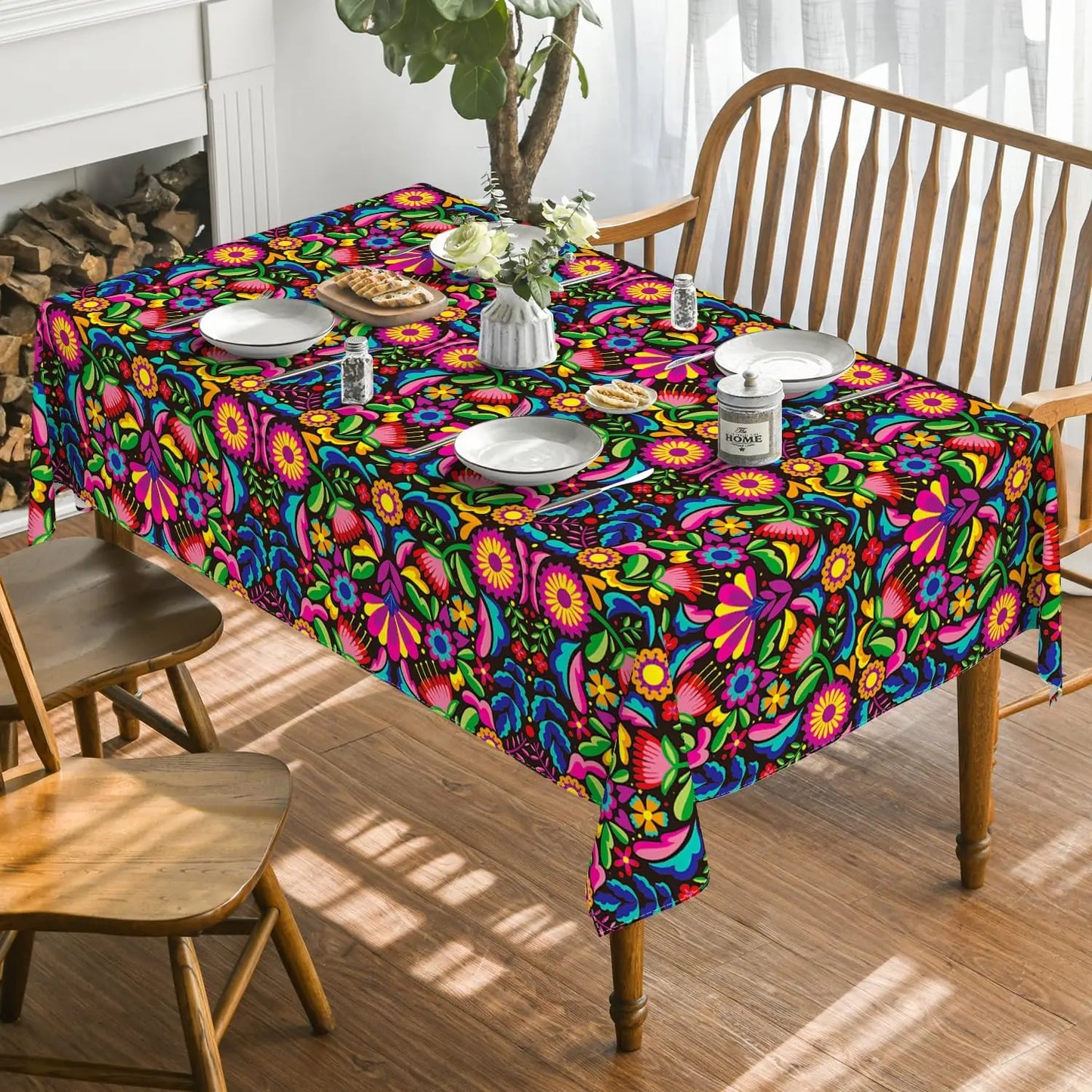 Mexico Dia De Muertos Tablecloth Fiesta Party Decor Mexican Day of The Dead Table Cloth Dining Table Decor Halloween Decorations