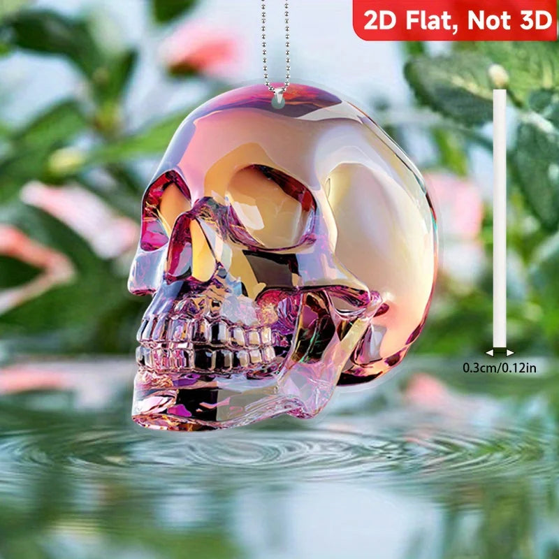 1PC Fun Pink Crystal Skull Pendant, Home Decoration Pendant, Car Rearview Mirror Pendant, Perfect Gift for Easter, Christmas