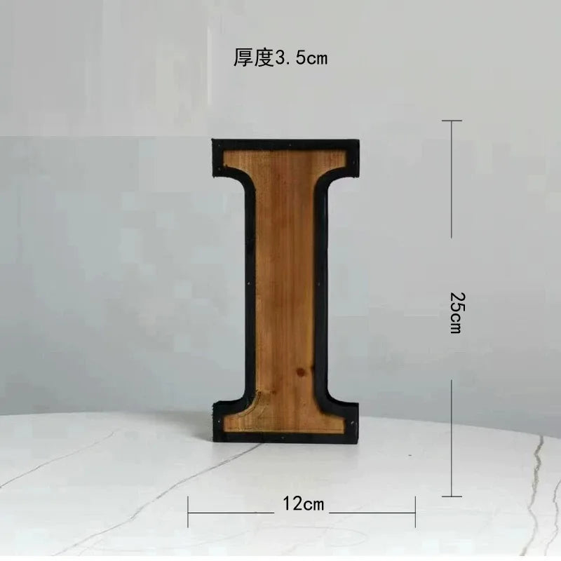 Industrial Style Uppercase English Letter Combination Distressed Solid Wood Bar Ornaments Cafe Shop Logo Decor Desktop Crafts