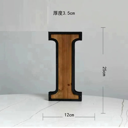 Industrial Style Uppercase English Letter Combination Distressed Solid Wood Bar Ornaments Cafe Shop Logo Decor Desktop Crafts