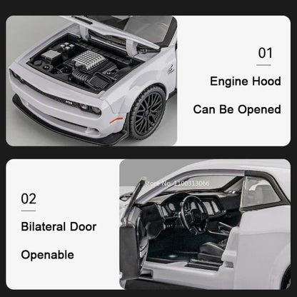 1:32 Scale Challenger SRT Demon HellCat Cars Toy Models Alloy Sports Car Light Sound Police Car Model Toy Kids Collection Gifts