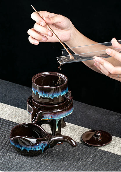 Exquisite Stone grinding shape tea set,Handmade Tea Pot Cup Set Chinese Tea Ceremony Gift GungFu Tea Cup