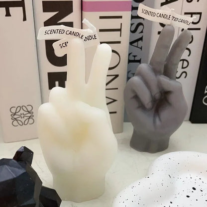 Home decoration ornaments victory gesture finger shaped scented candles funny guest gift candles modern creative birthday gifts