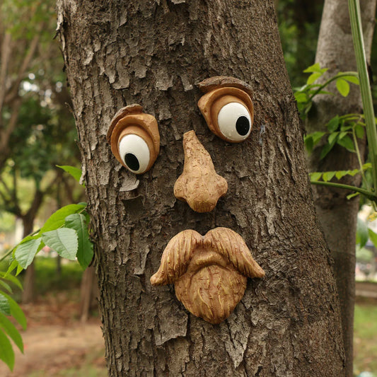 4pcs/set tree face tree facial features - resin tree face decoration outdoor, garden art statue making decoration for H