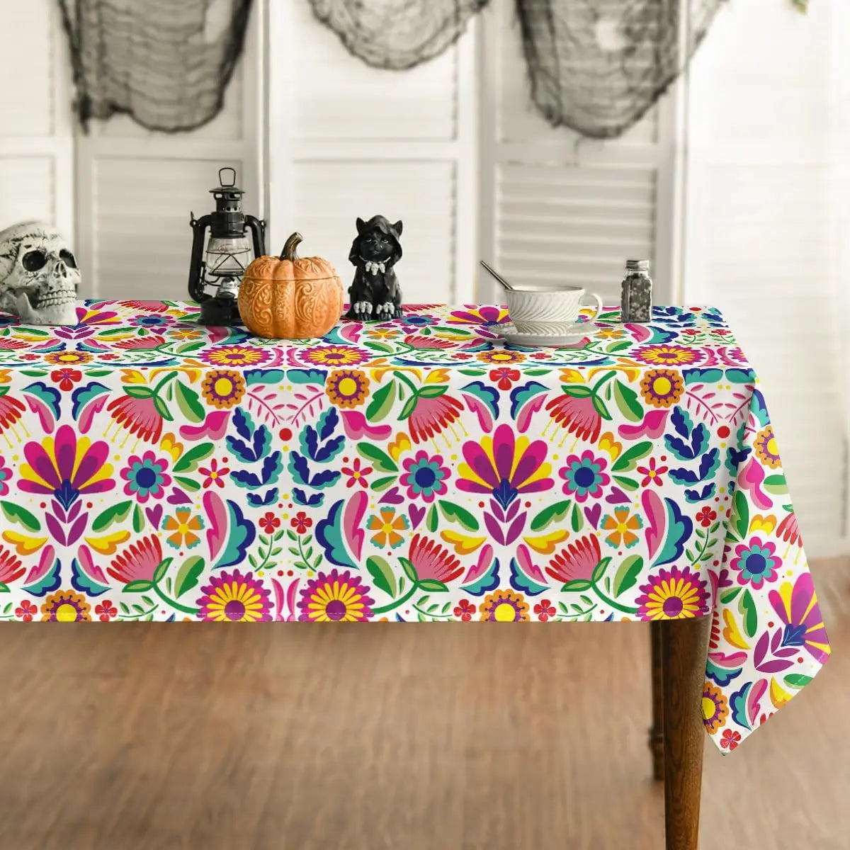 Mexico Dia De Muertos Tablecloth Fiesta Party Decor Mexican Day of The Dead Table Cloth Dining Table Decor Halloween Decorations