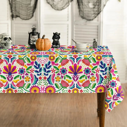 Mexico Dia De Muertos Tablecloth Fiesta Party Decor Mexican Day of The Dead Table Cloth Dining Table Decor Halloween Decorations
