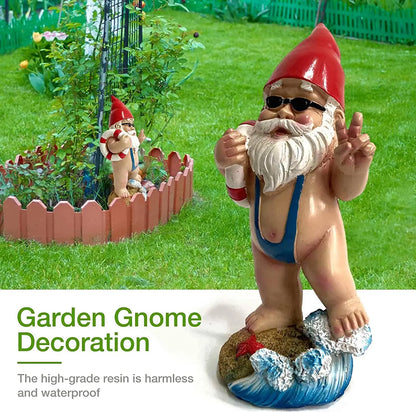 Statue de Gnome en résine, anneau de natation de jardin amusant, artisanat amusant, barbe blanche, décoration d'intérieur pour la maison, cadeaux artisanaux, 1 pièce