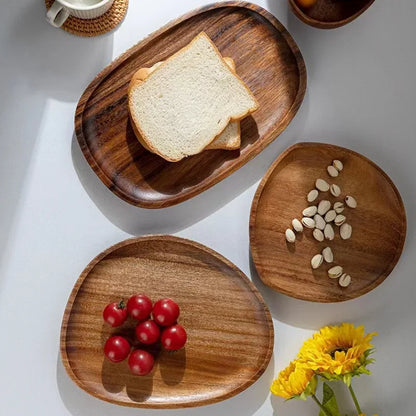 Irregular Oval Solid Wood Dinner PlateMelon, fruit, pastry, dessert tray trays decorative