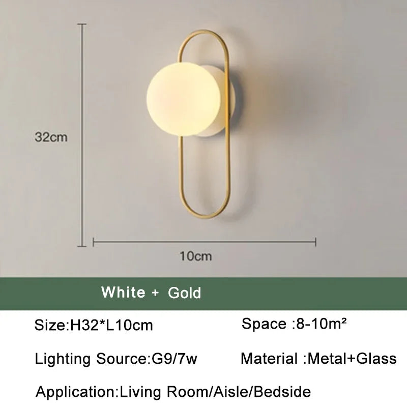 Black Gold  Indoor LED Wall Lamps with 9W G9 Bulb for Bedroom Nordic Switch LED Wall Lights Wall Sconce for Corridor Luminaire