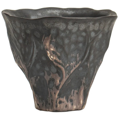Japanese style wabi-sabi style lotus rhyme tea cup rough pottery kung fu tea set tasting tea cup small single cup master cup
