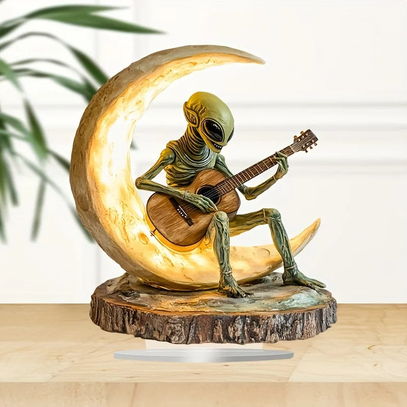 1 Bohemian Ornament/Alien Moon Guitarist Acrylic Sculpture/Tabletop Decoration