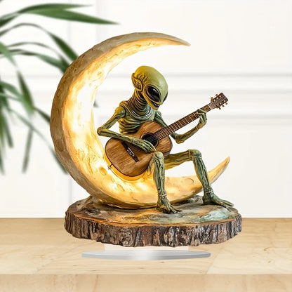 1 Bohemian Ornament/Alien Moon Guitarist Acrylic Sculpture/Tabletop Decoration
