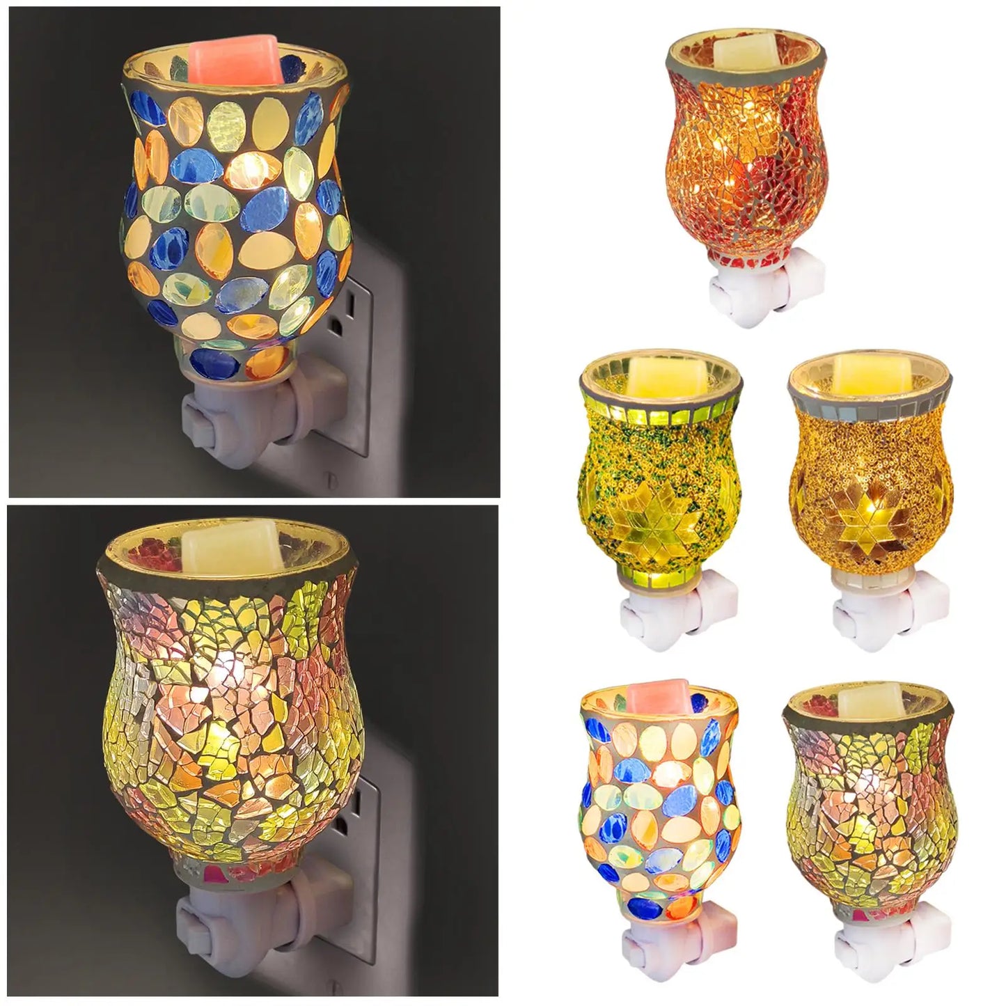 Wax Melt Warmer Lamp Creative Usplug Burner Ornament Diffuser Candle Decorative Mosaic Night Light for Kitchen Office