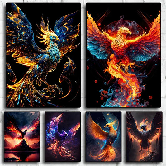 Retro Art Legends Phoenix Bird Posters Canvas Painting And Print Wall Art HD Pictures for Living Room Home Decor Frameless Gifts
