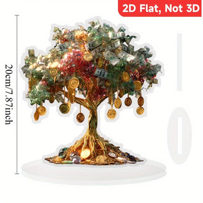 1PC Gold Coin and Paper Currency Combination Life Tree Pattern Desktop Decoration, Home Decoration, Ideal Gift for Friends