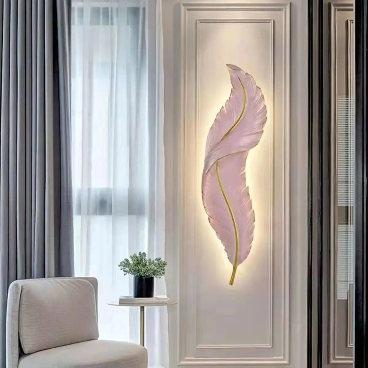Modern LED Feather Wall Lamps Resin Lamp Bedroom Bedside Living Room Background Wall Hallway Home Decor Lustres Indoor Lighting