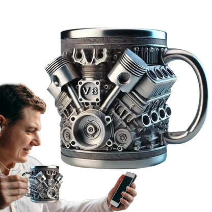 304 Stainless Steel Insert Resin Beer Danegeld Tankard Coffee Beer Mugs Cup Water Mug Coffee Cup V8 Engines Stainless Steel Cup