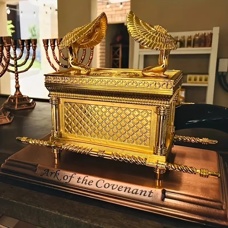 Statue Arche d'Alliance Supports en cuivre doré Reproduction de Jérusalem Statue juive Témoignage Cadeau juif